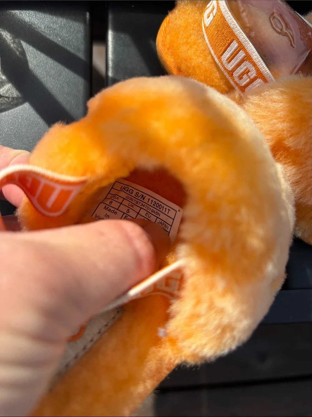 UGG Kids Orange Fuzzy Slide Sandals